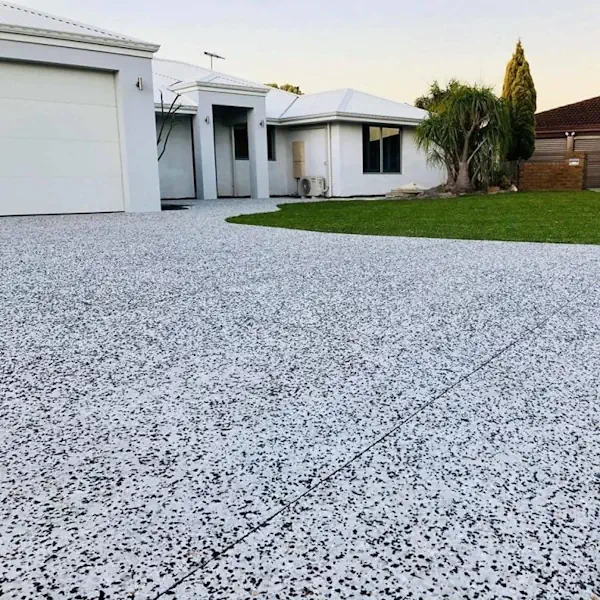 Exposed aggregate concrete driveway in Perth